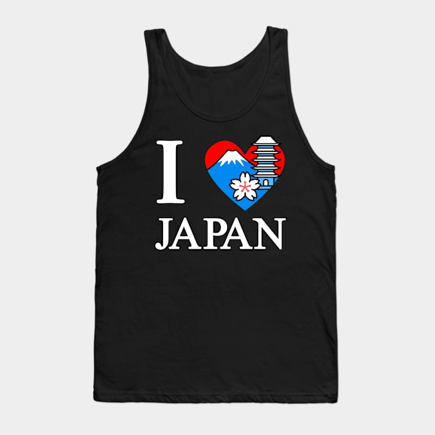 I Love Japan Travel Asian Vacation Slogan Souvenir Tank Top by BoggsNicolas